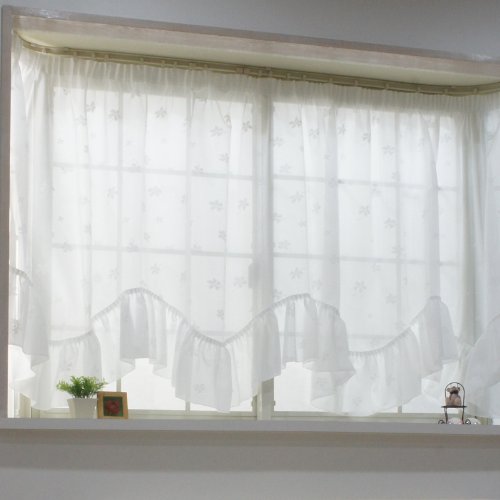 Amazon｜TOMOYASU 出窓用カーテン スタイルレース チェルシー フリル付